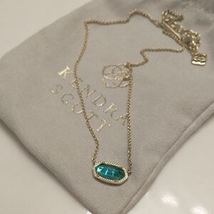 Kendra Scott Gold Necklace with Teal Pendant